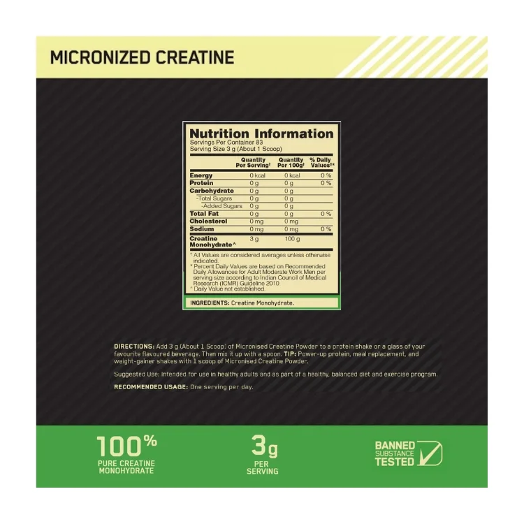 Optimum Nutrition Creatine 250 Gms - Image 2